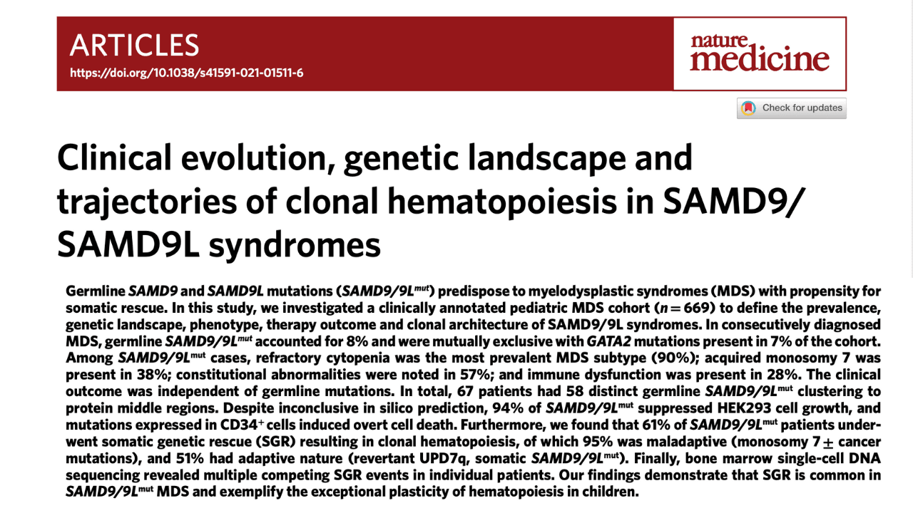 Clinical evolution, genetic landscape and trajectories of clonal hematopoiesis in SAMD9/SAMD9L syndromes